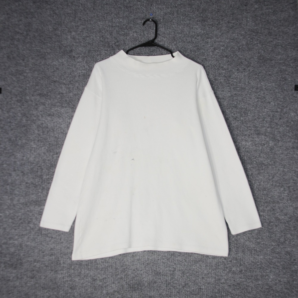 Vintage J Crew Oarsman Mock Neck Sweater Thin Men S White Long Sleeve Ribbed USA